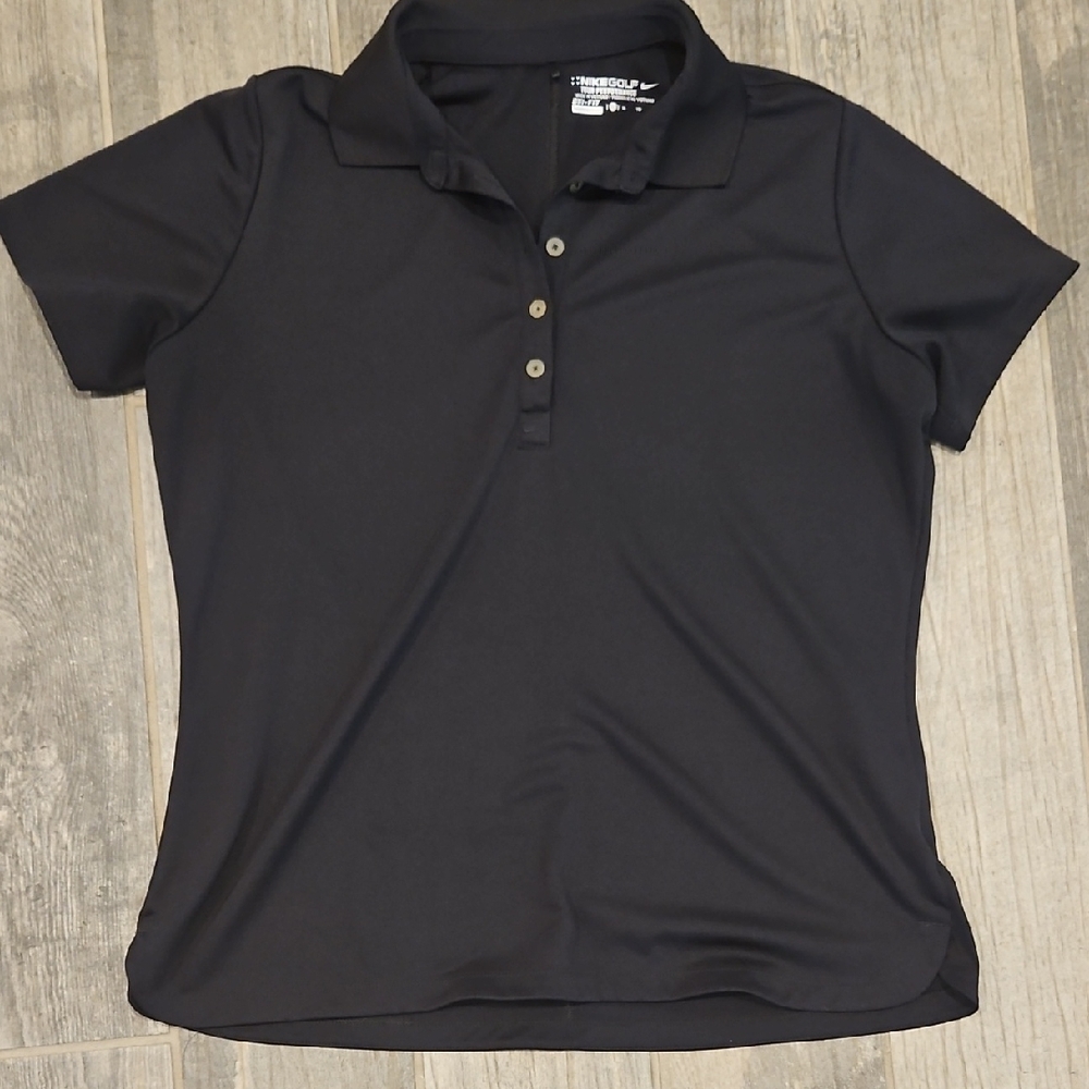 Nike Black Fitted Short Sleeve Polo Button Down Shirt